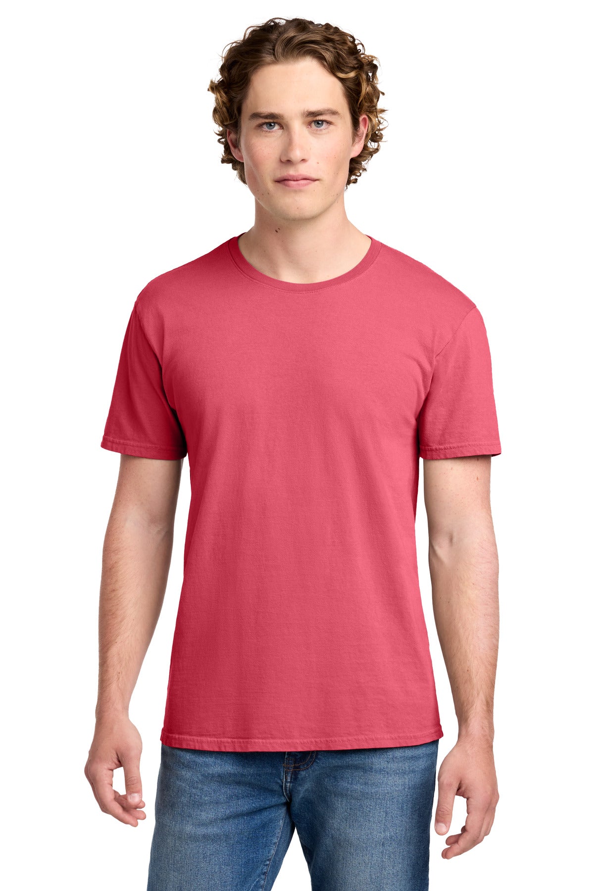 Front View of Fruit Punch Port & Co Beach Wash Garment-Dyed Tee. PC099 plain