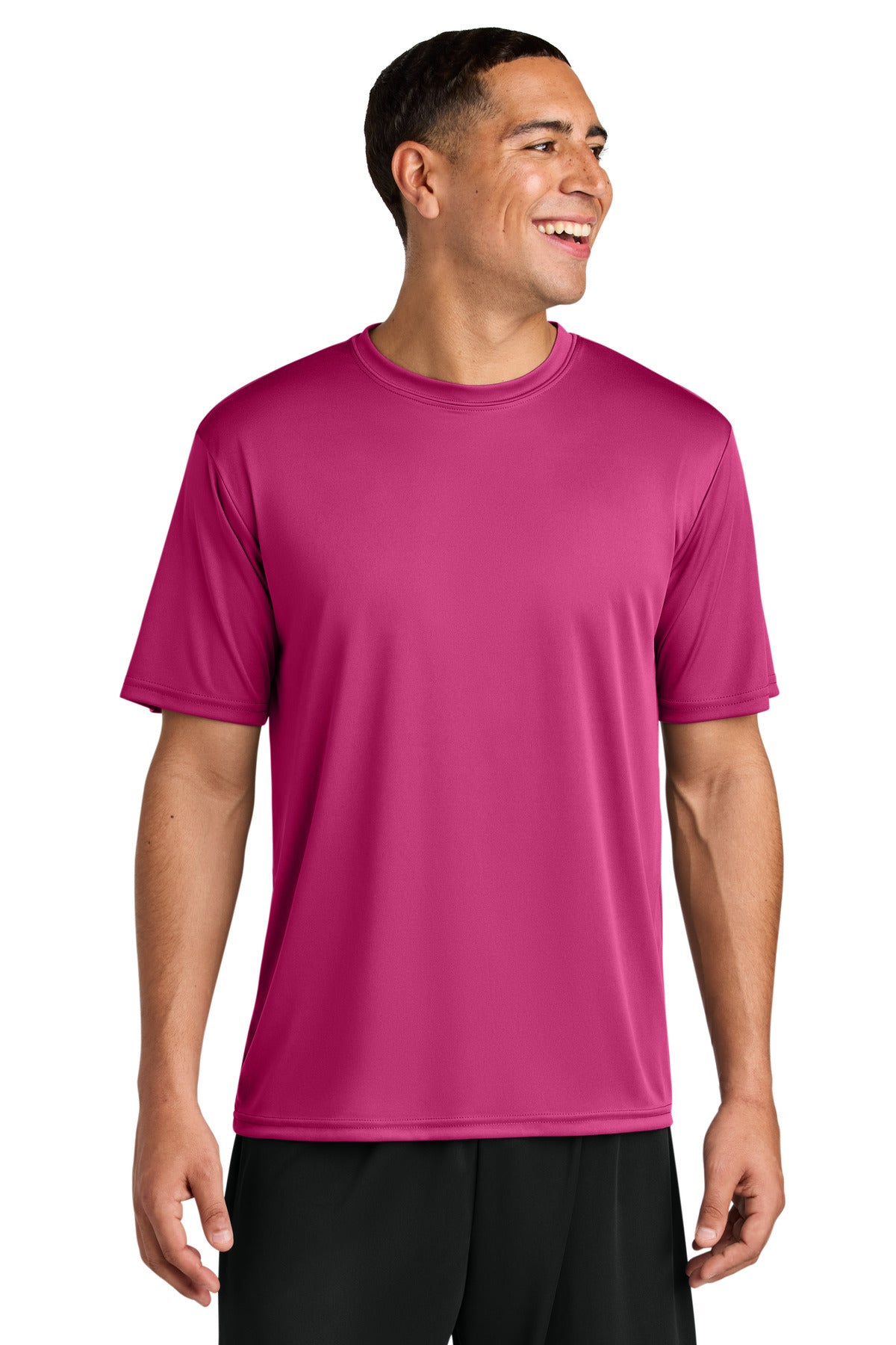 Front View of Fuchsia A4 Cooling Performance Short Sleeve Tee A4N3142 plain