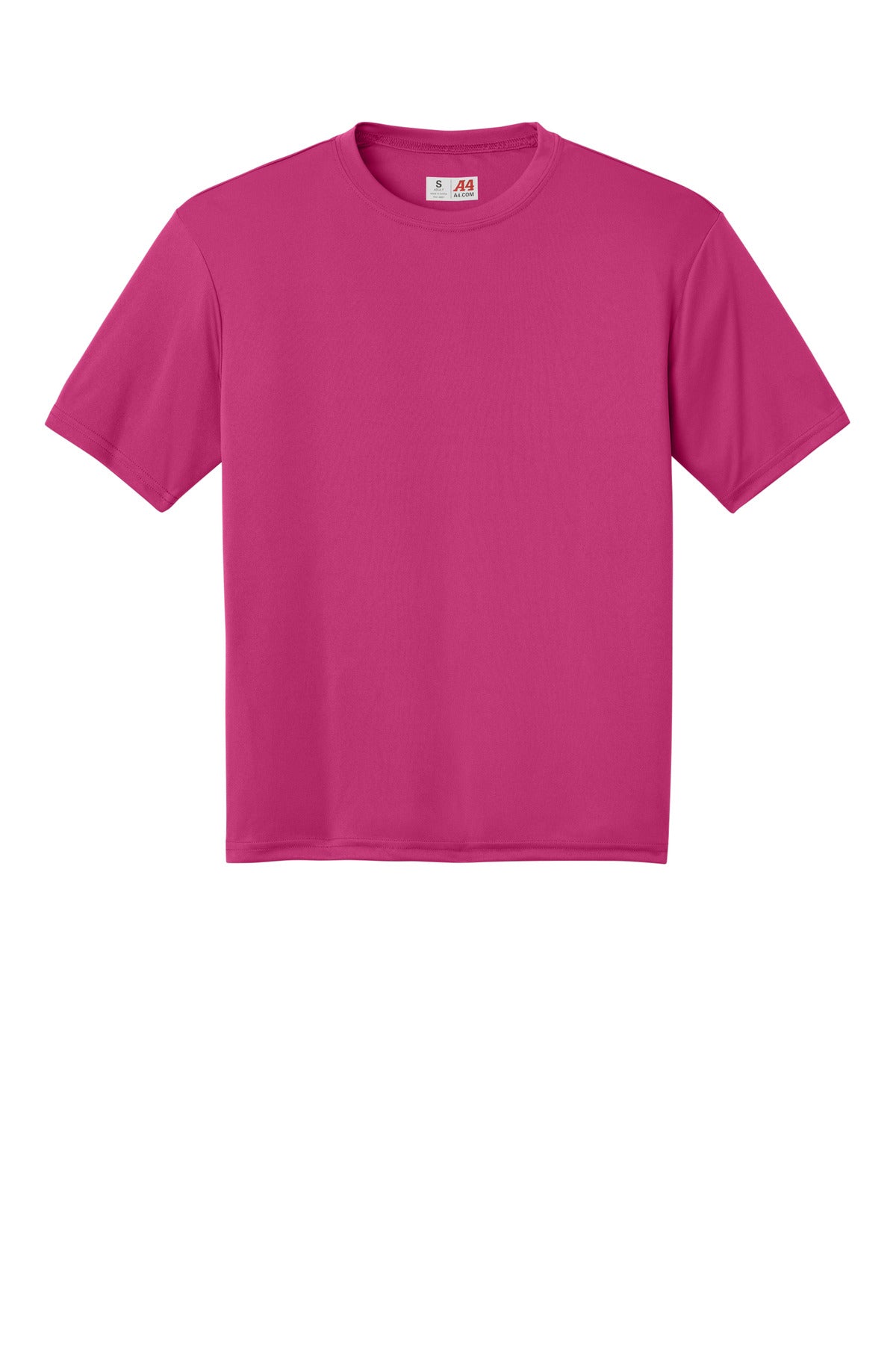 Front View of Fuchsia A4 Cooling Performance Short Sleeve Tee A4N3142 plain