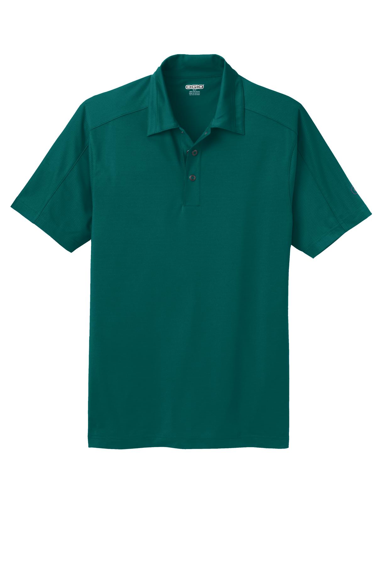 Front View of Fuel Green OGIO Linear Polo. OG1030 plain