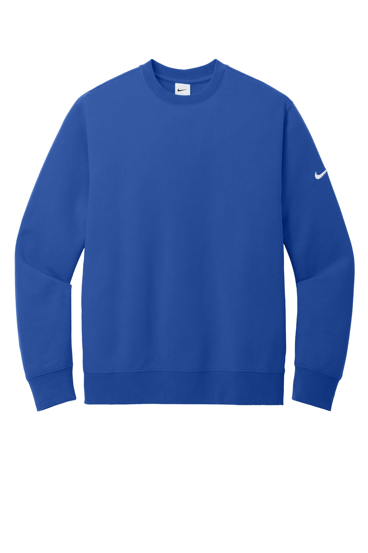 Front View of GameRoyal Nike Club Fleece Sleeve Swoosh Crew NKFD9863 plain