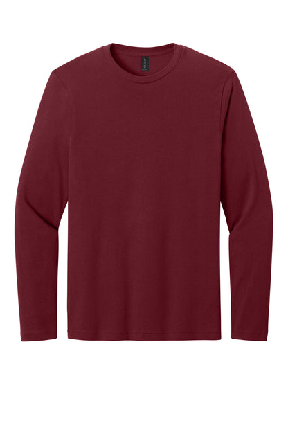 Front View of Garnet Gildan Softstyle Long Sleeve T-Shirt. 64400 plain