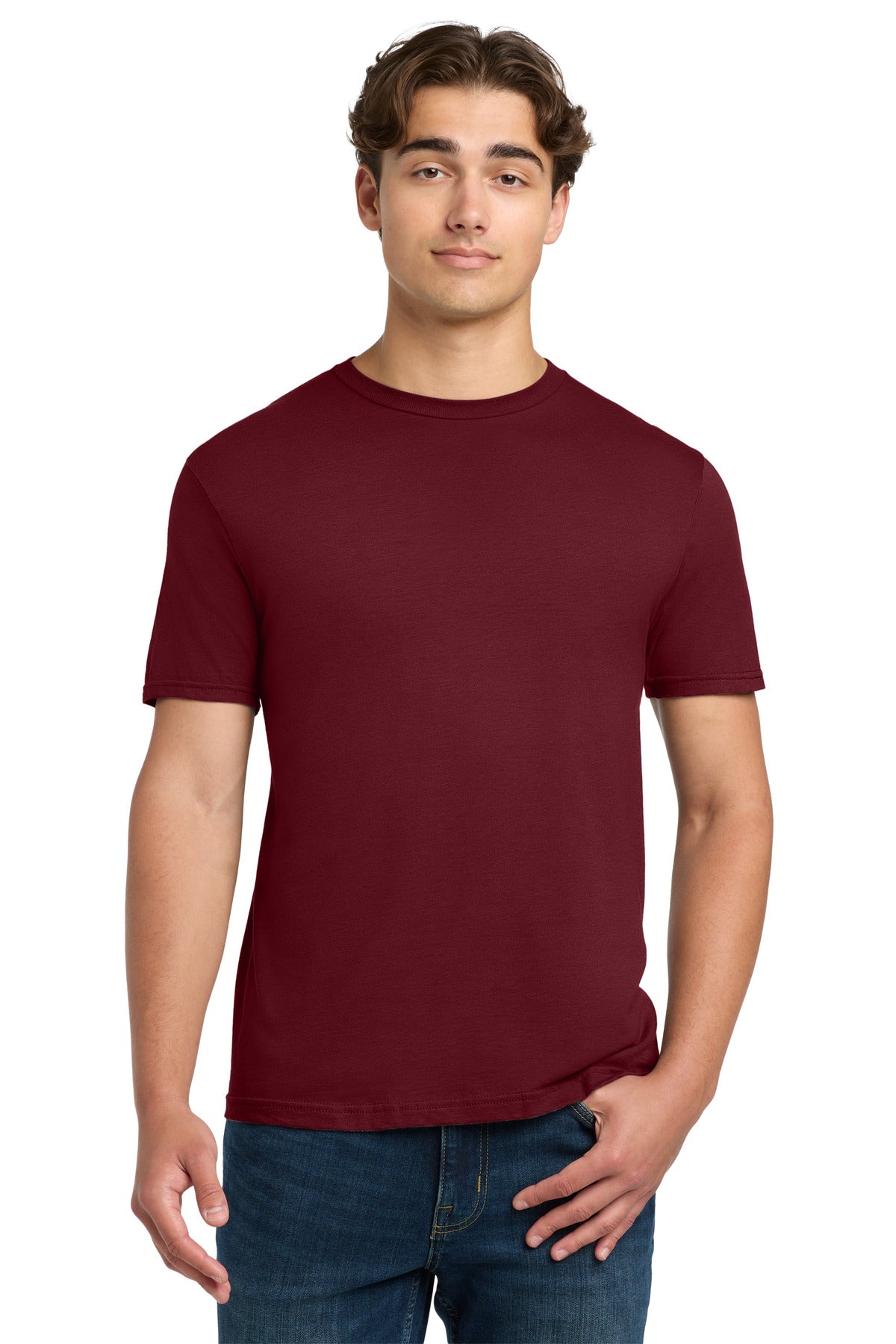 Front View of Garnet Gildan Softstyle T-Shirt. 64000 plain