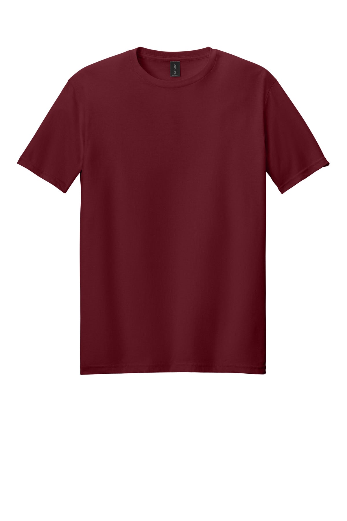Front View of Garnet Gildan Softstyle T-Shirt. 64000 plain