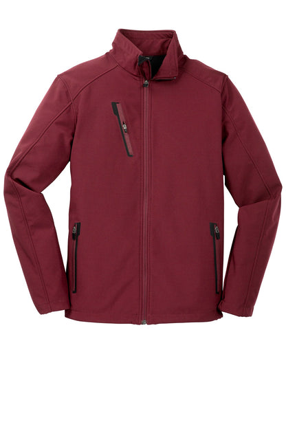 Front View of Garnet Port Authority Welded Soft Shell Jacket. J324 plain