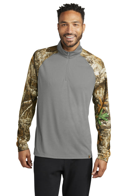 Front View of GConH/RTEd Russell Outdoors Realtree Colorblock Performance 1/4-Zip RU152 plain