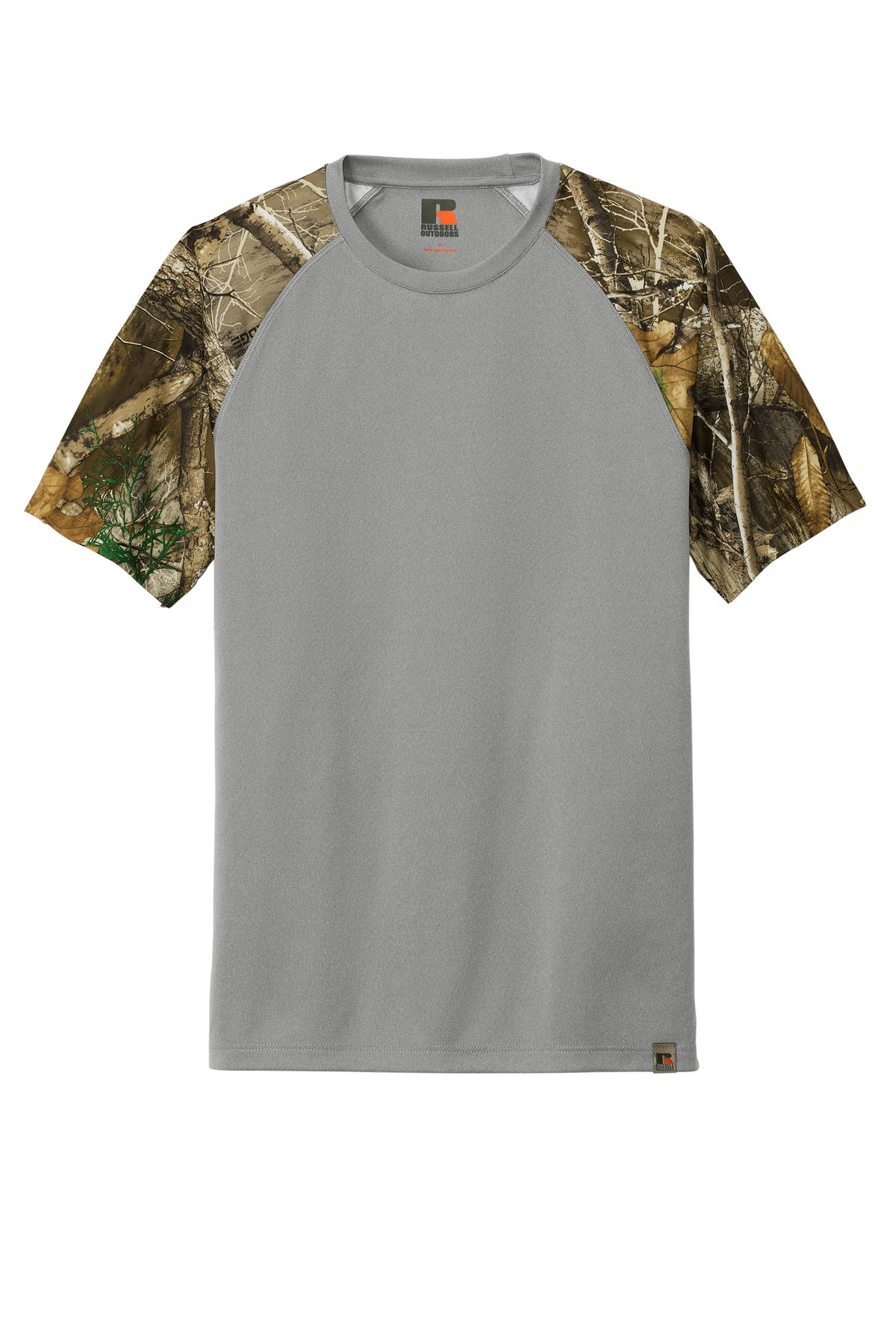 Front View of GConH/RTEd Russell Outdoors Realtree Colorblock Performance Tee RU151 plain