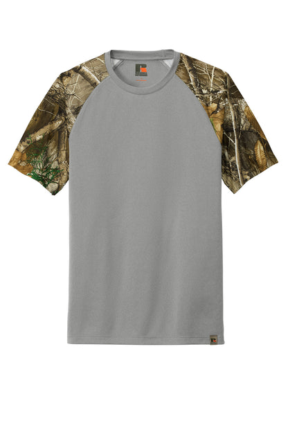 Front View of GConH/RTEd Russell Outdoors Realtree Colorblock Performance Tee RU151 plain