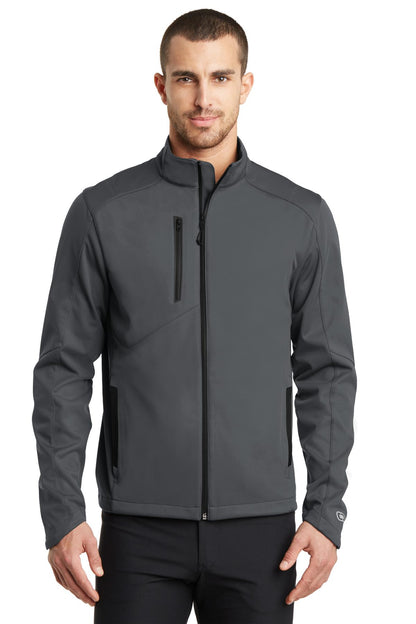 Front View of Gear Grey OGIO Crux Soft Shell. OE720 plain