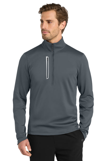 Front View of Gear Grey OGIO Fulcrum 1/4-Zip. OE701 plain