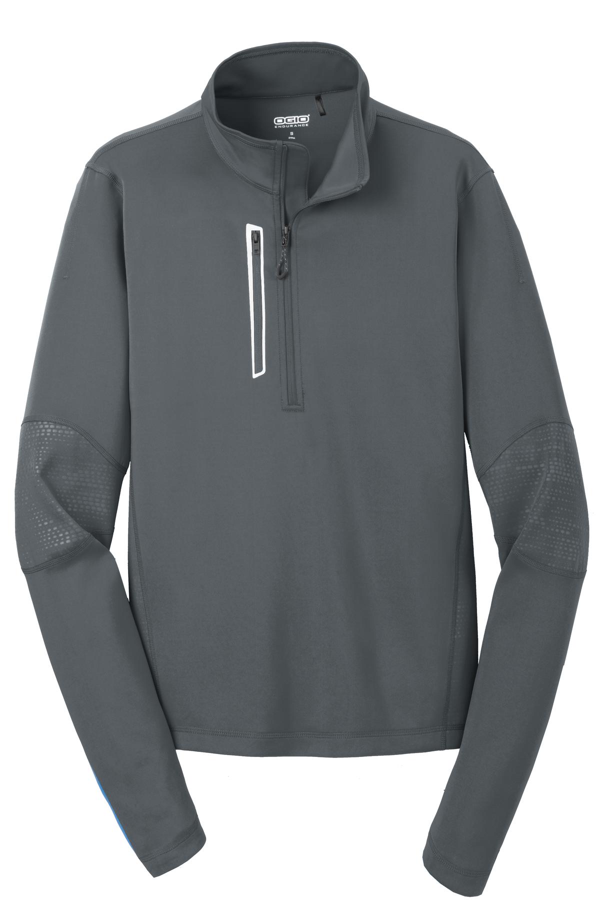 Front View of Gear Grey OGIO Fulcrum 1/4-Zip. OE701 plain