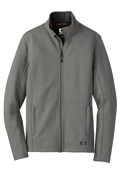 Front View of Gear Grey OGIO Grit Fleece Jacket. OG727 plain