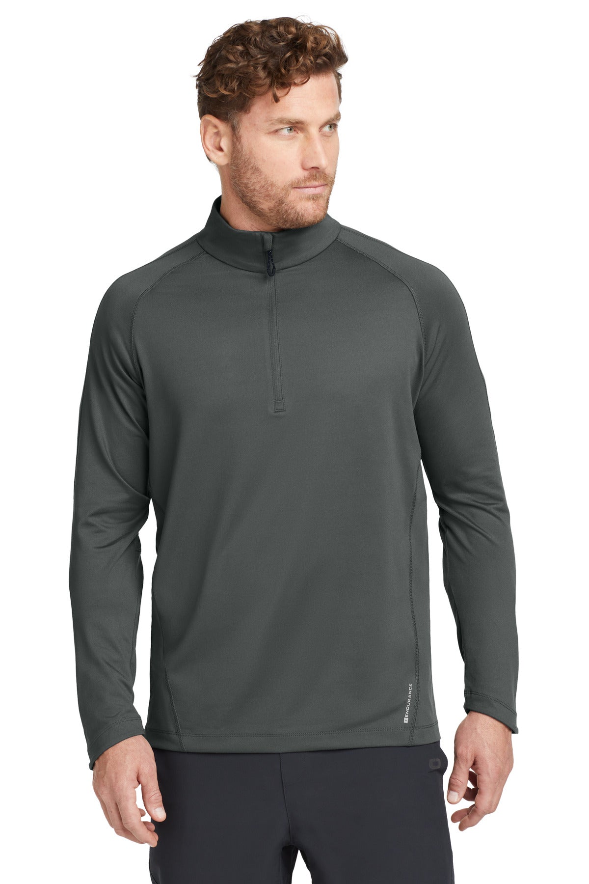 Front View of Gear Grey OGIO Radius 1/4-Zip. OE550 plain