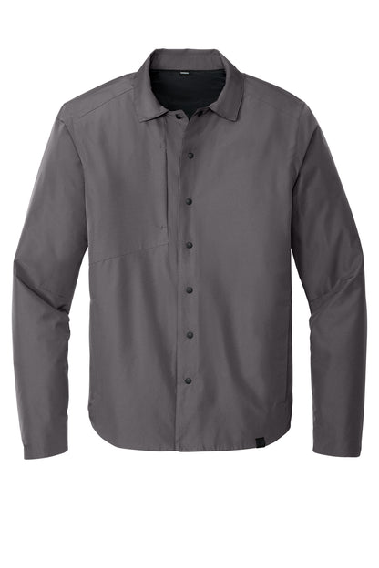Front View of Gear Grey OGIO Reverse Shirt Jacket. OG754 plain
