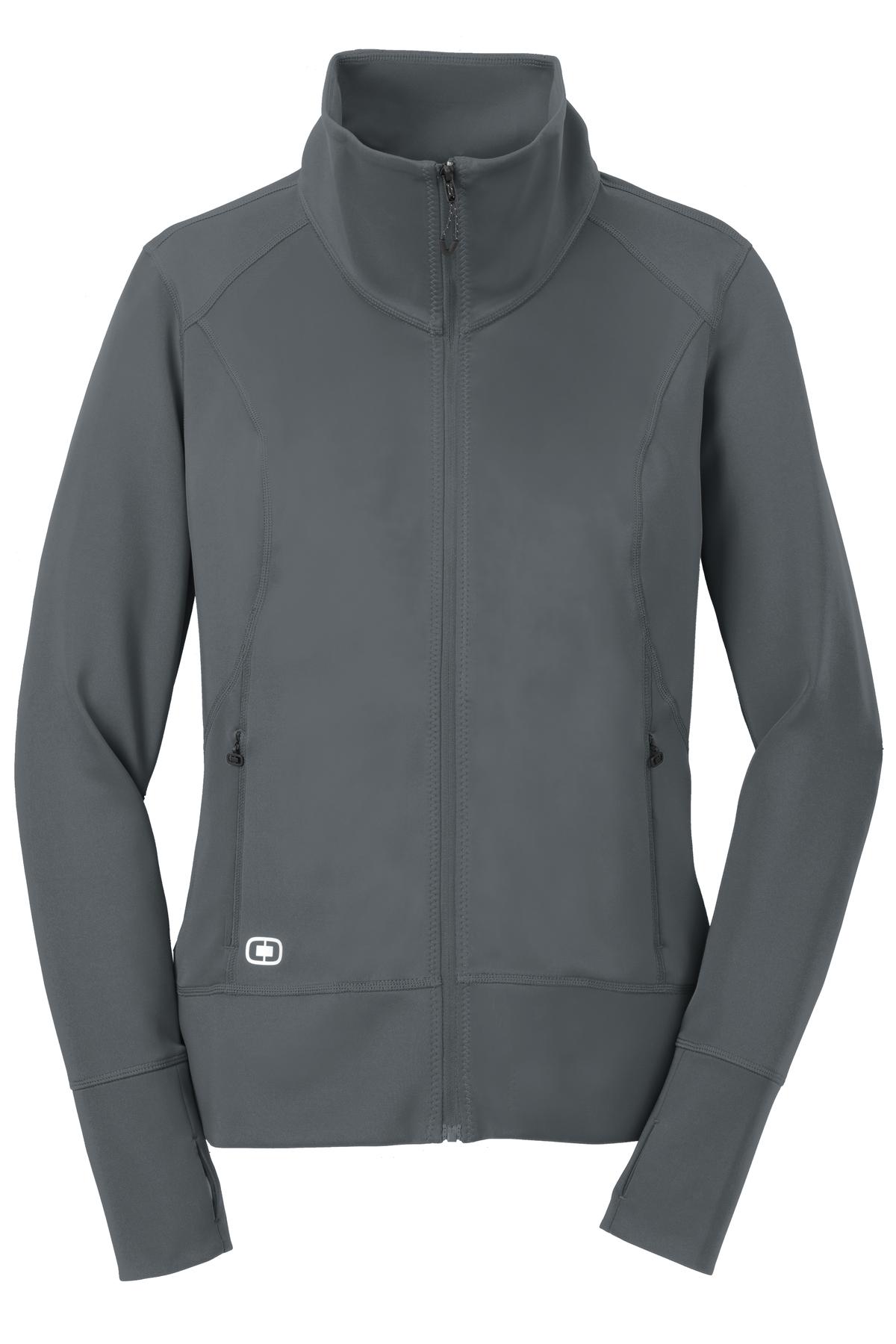 Front View of Gear Grey OGIO Women's Fulcrum Full-Zip. LOE700 plain