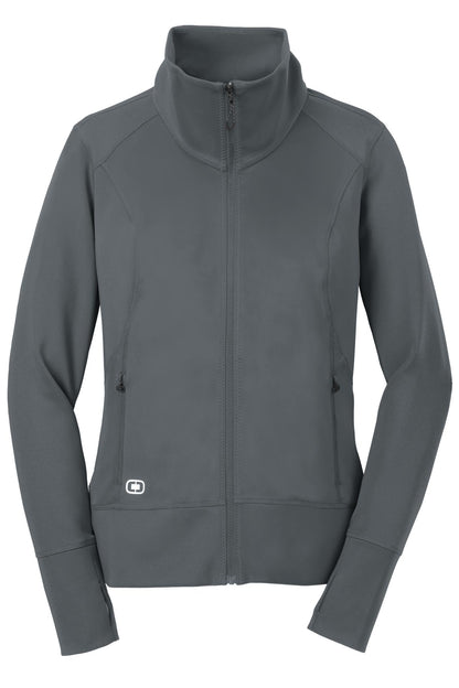 Front View of Gear Grey OGIO Women's Fulcrum Full-Zip. LOE700 plain