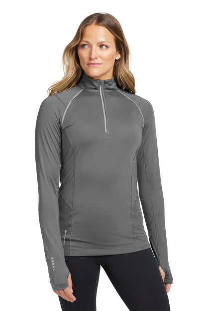 Front View of Gear Grey OGIO Women's Nexus 1/4-Zip Pullover. LOE335 plain