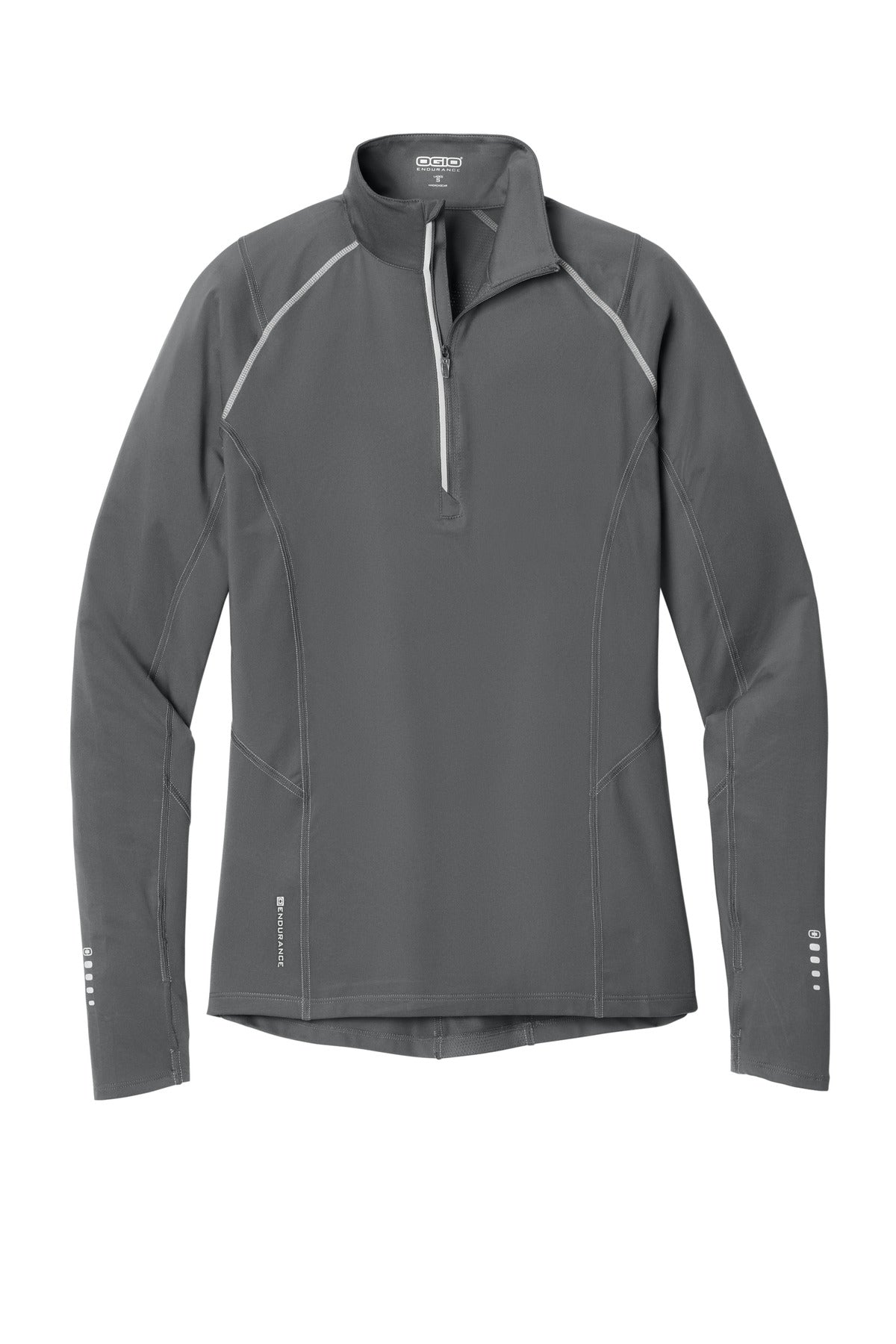 Front View of Gear Grey OGIO Women's Nexus 1/4-Zip Pullover. LOE335 plain