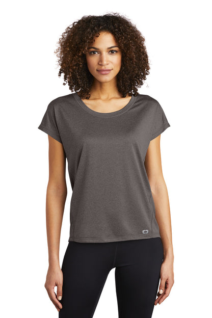 Front View of Gear Grey OGIO Women's Pulse Dolman Tee LOE324 plain