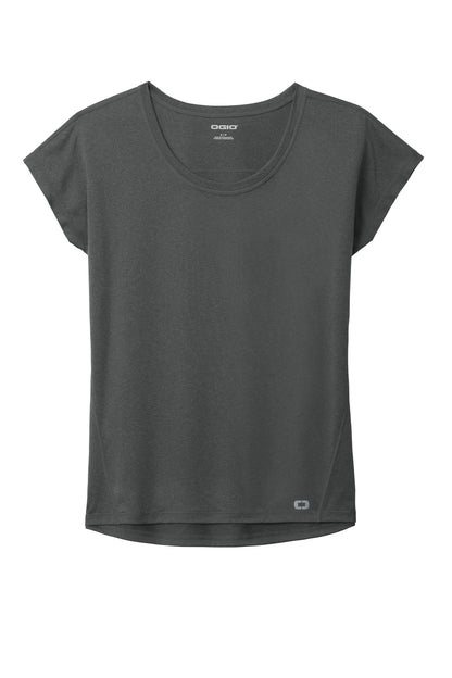 Front View of Gear Grey OGIO Women's Pulse Dolman Tee LOE324 plain