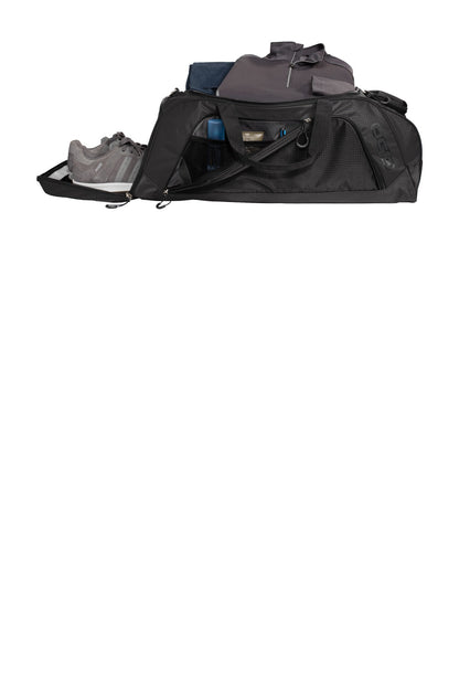 Front View of Gear Grey/Blk OGIO Transition Duffel. 411097 plain