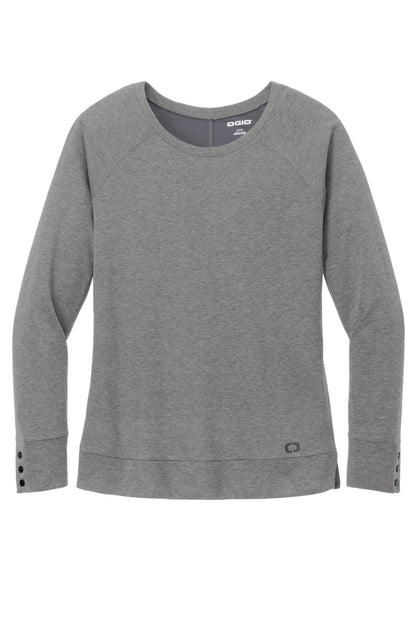 Front View of GearGrey OGIO Women's Command Long Sleeve Scoop Neck LOG150 plain