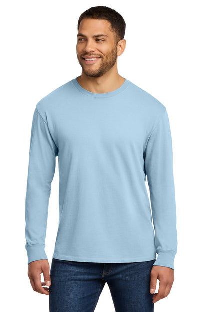 Front View of Glacier Port & Co Beach Wash Garment-Dyed Long Sleeve Tee PC099LS plain