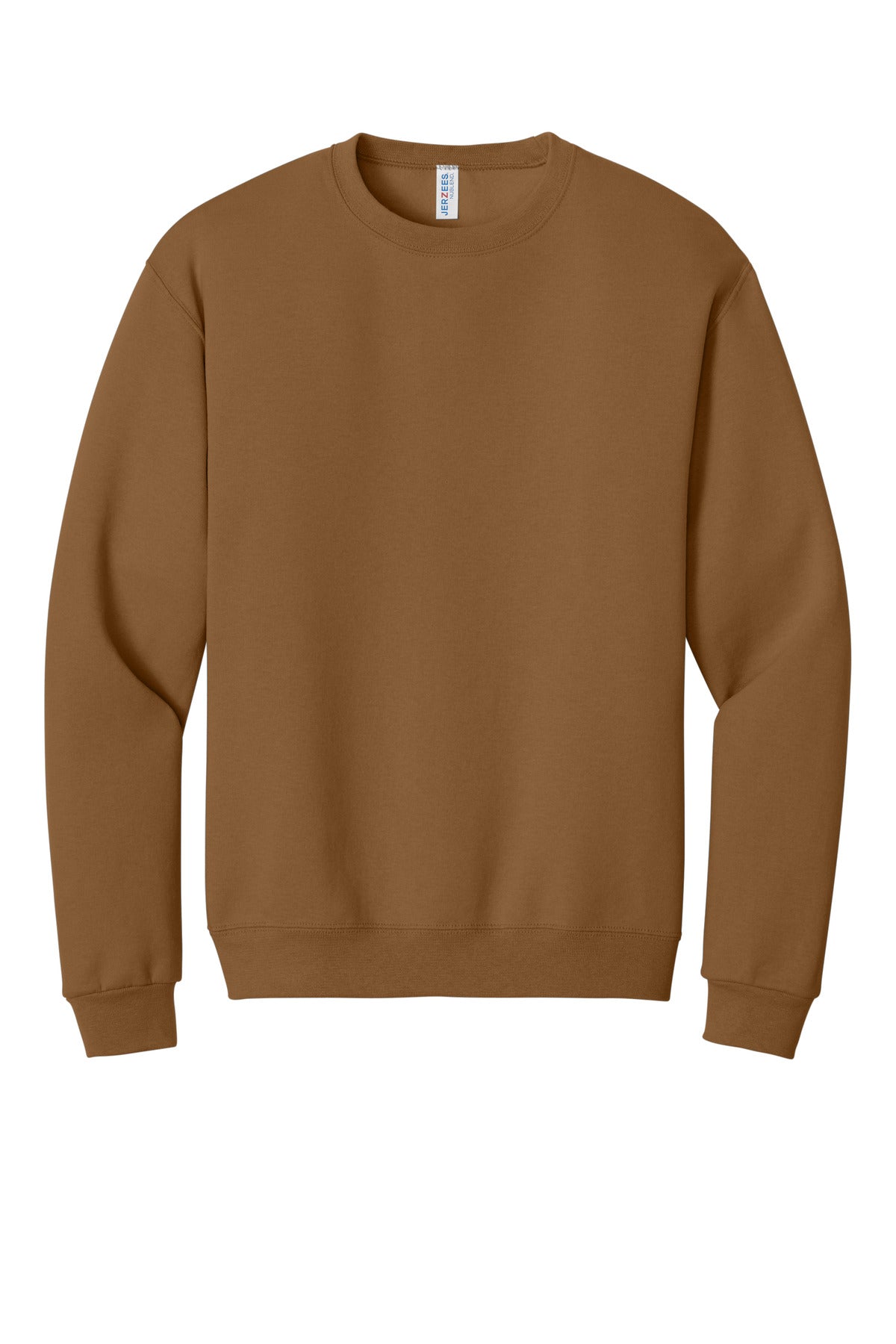 Front View of GldnPecan Jerzees - NuBlend Crewneck Sweatshirt. 562M plain