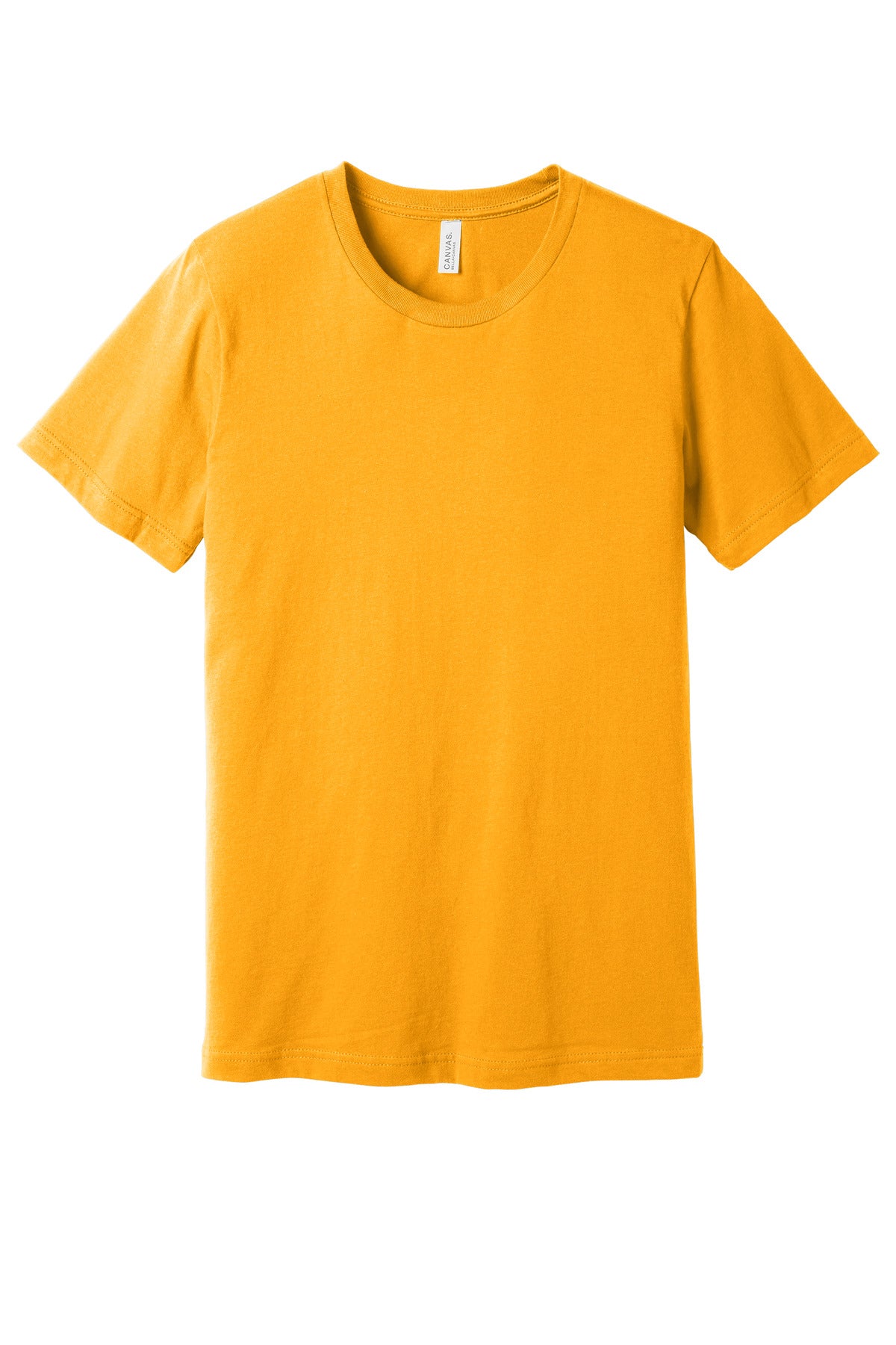 Front View of Gold BELLA+CANVAS Unisex Jersey Short Sleeve Tee. BC3001 plain