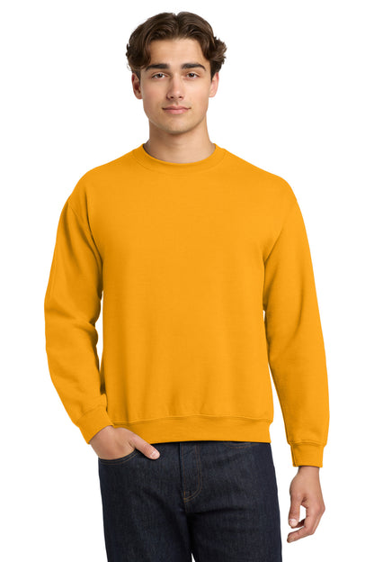 Front View of Gold Gildan Heavy Blend Crewneck Sweatshirt. 18000 plain