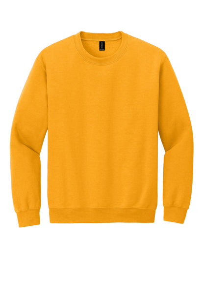 Front View of Gold Gildan Heavy Blend Crewneck Sweatshirt. 18000 plain