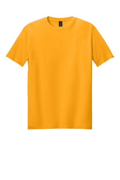Front View of Gold Gildan Softstyle T-Shirt. 64000 plain