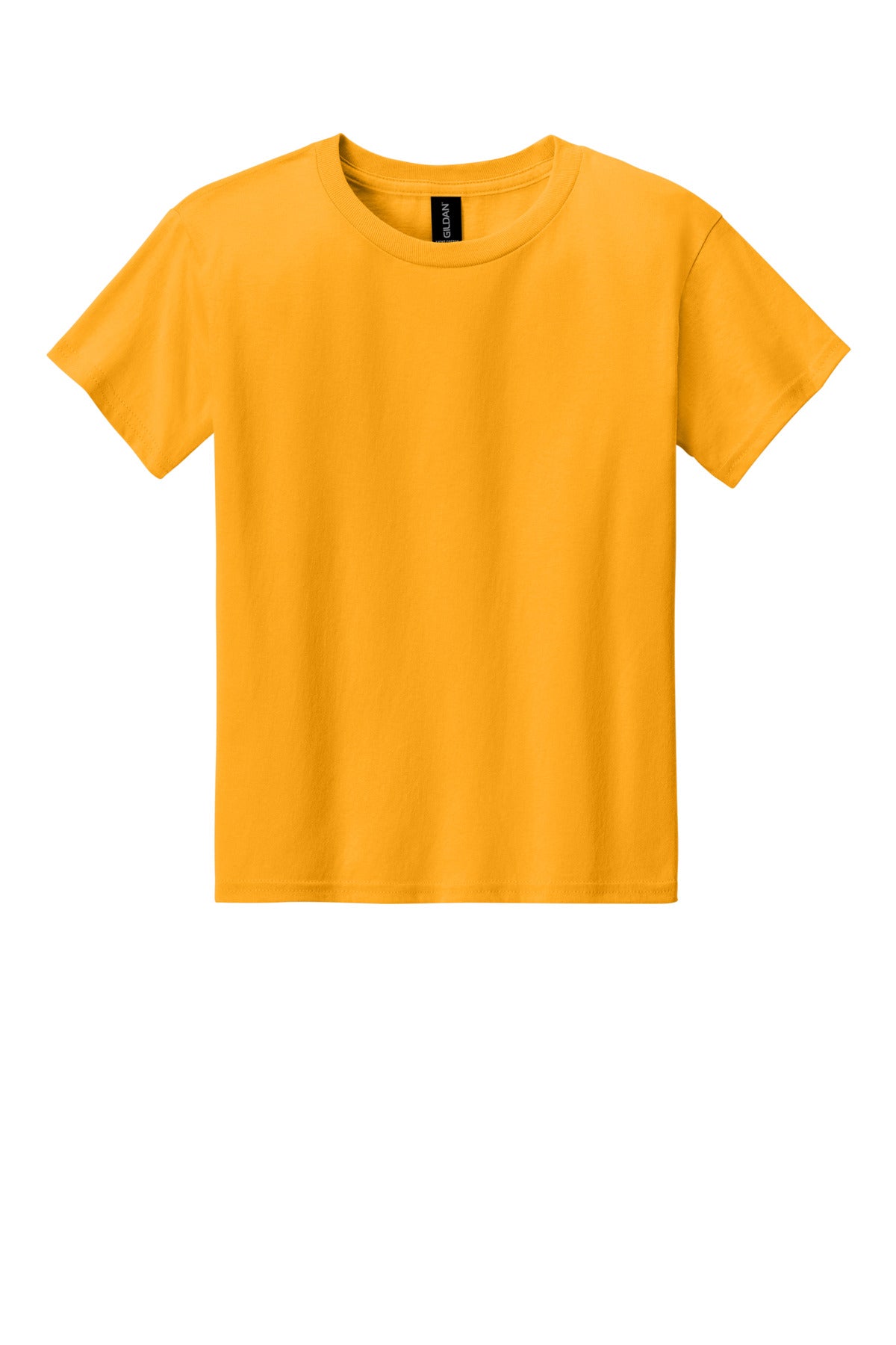Front View of Gold Gildan Youth Light Cotton Tee 3000B plain