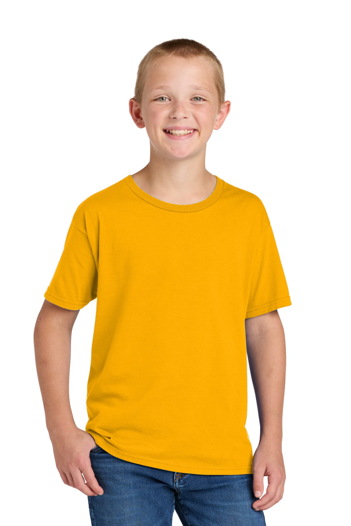 Front View of Gold Jerzees Classics Youth Cotton T-Shirt 363Y plain