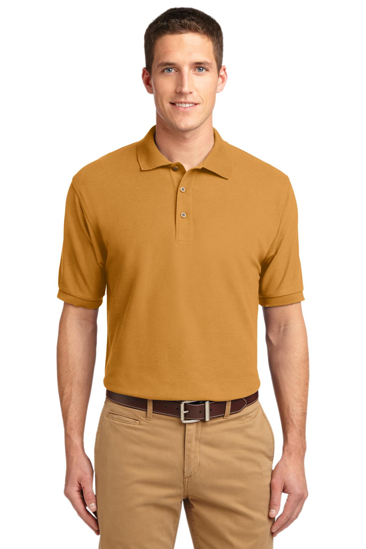 Front View of Gold Port Authority Extended Size Silk Touch Polo K500ES plain