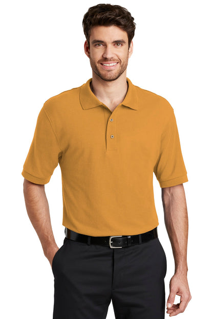 Front View of Gold Port Authority Silk Touch Polo K500 plain