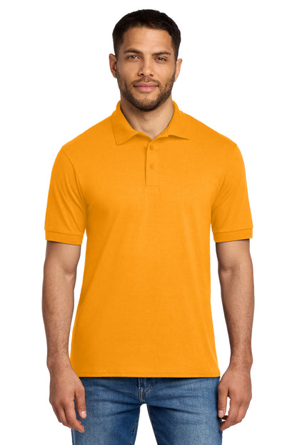 Front View of Gold Port & Co Core Blend Jersey Knit Polo. KP55 plain