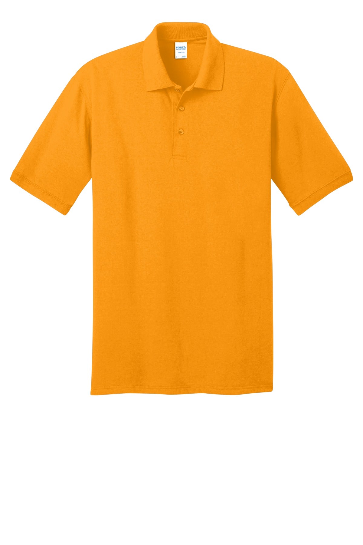 Front View of Gold Port & Co Core Blend Jersey Knit Polo. KP55 plain