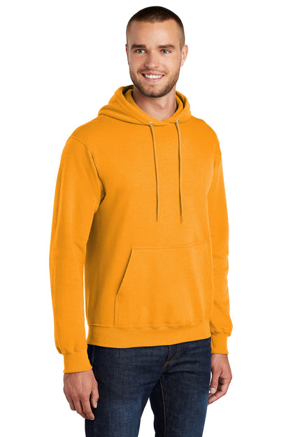 Front View of Gold Port & Co Core Fleece Pullover Hooded Sweatshirt. PC78H plain