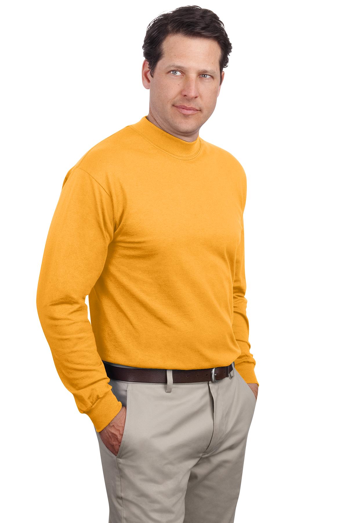 Front View of Gold Port & Co Essential Mock Turtleneck. PC61M plain