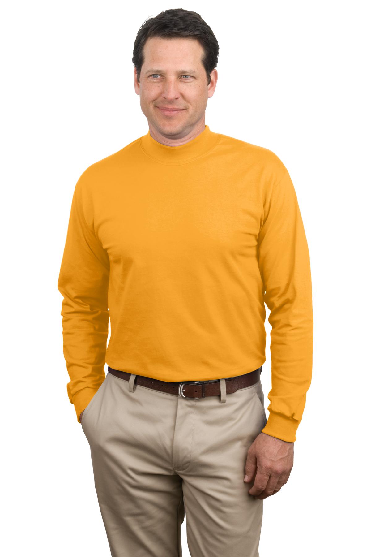 Front View of Gold Port & Co Essential Mock Turtleneck. PC61M plain