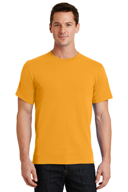 Front View of Gold Port & Co Essential Tee. PC61 plain