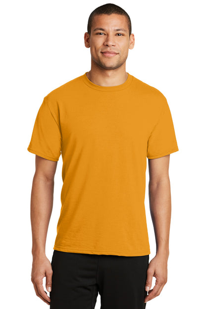 Front View of Gold Port & Co Performance Blend Tee. PC381 plain