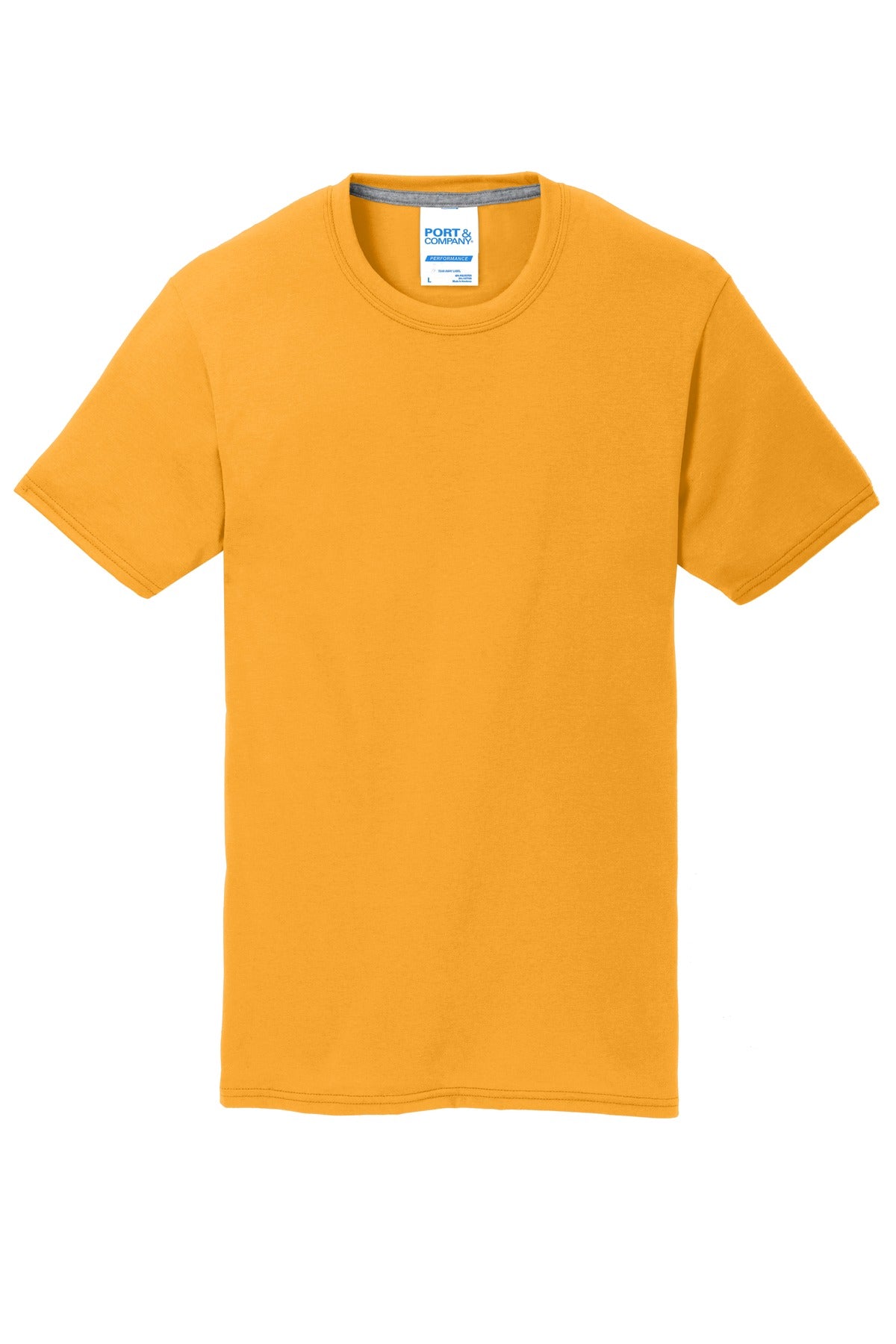 Front View of Gold Port & Co Performance Blend Tee. PC381 plain