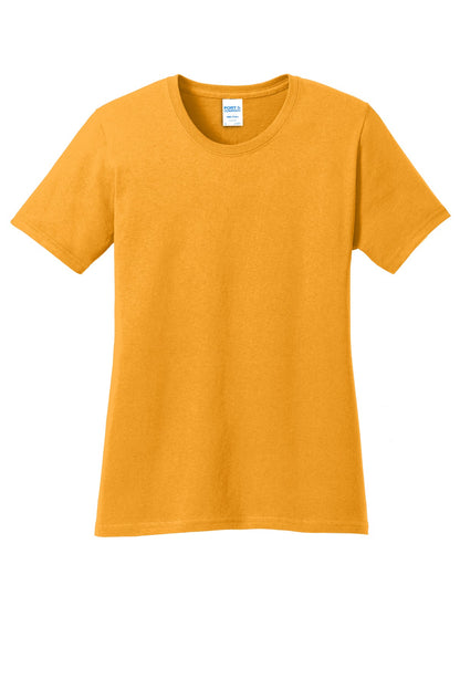 Front View of Gold Port & Co Women's Core Cotton Tee. LPC54 plain