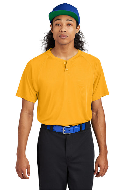 Front View of Gold Sport-Tek PosiCharge Competitor 2-Button Henley ST359 plain