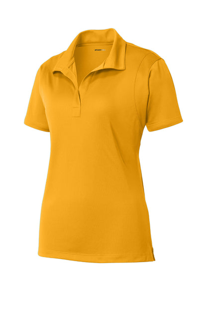 Front View of Gold Sport-Tek Women's Micropique Sport-Wick Polo. LST650 plain