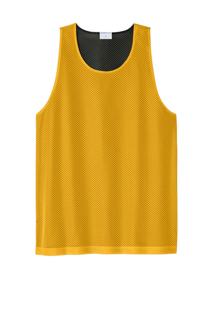 Front View of Gold/Black Sport-Tek PosiCharge Reversible Mesh Tank ST5000 plain
