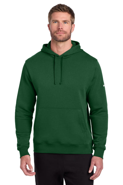 Front View of GorgeGreen Nike Club Fleece Sleeve Swoosh Pullover Hoodie NKDR1499 plain