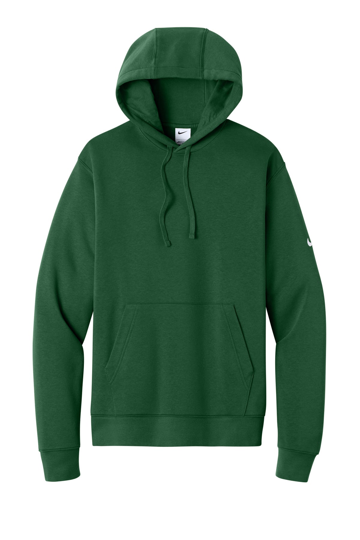Front View of GorgeGreen Nike Club Fleece Sleeve Swoosh Pullover Hoodie NKDR1499 plain